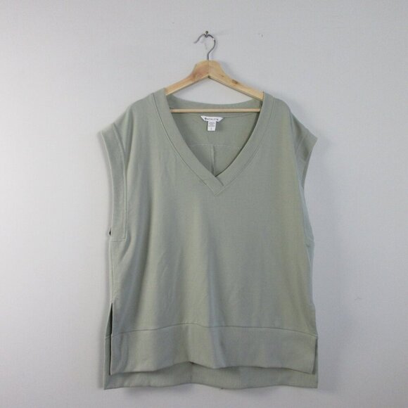 Athleta Retroterry Women's V-Neck Sweater Vest L Green Cotton Blend Athletic 328 - Picture 1 of 11